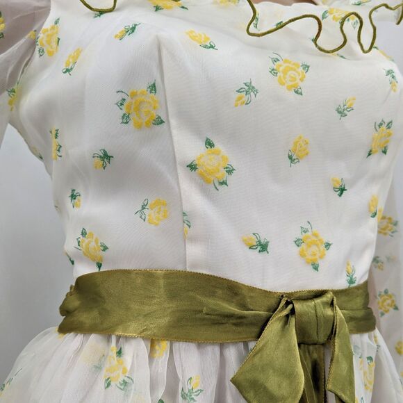 Vintage 70s Montgomery Ward Dress Prairie Gown Floral Velvet Cottage Southern 4 - Picture 12 of 16